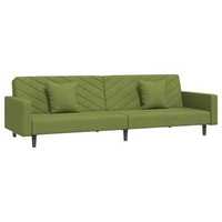Canapea extensibilă NOUA cu 2 locuri, 2 perne, verde deschis catifea