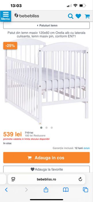 Patut copii, saltea inclusa 120x60