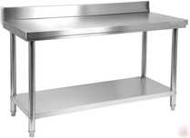 Masă Inox 1200x700x850 mm cu Rebord si Poliță Inferioară Demontabilă