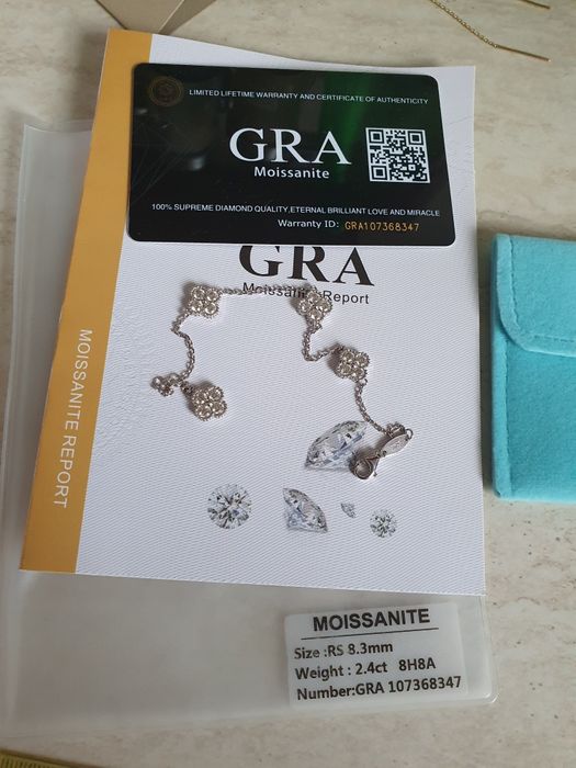 14 к.златни обеци и Van cleef *сребърна гривна с мойсанити