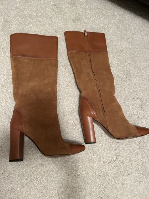 Cizme piele naturala si intoarsa suede Massimo Dutti