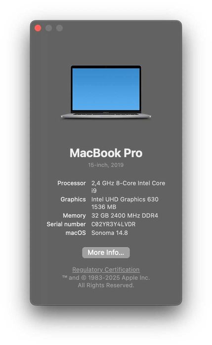 MacBook Pro 15" 2019 Touchbar - i9 32GB RAM 500GB SSD Stare Excelenta