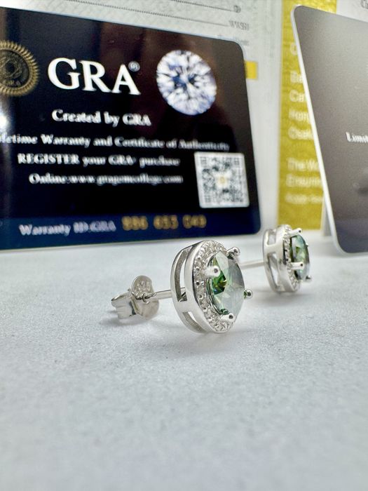 Сребърни обеци с мойсанит (Диамант) 1 карат