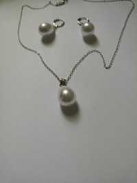 Set bijuterii argint Elegant cu perle în formă de lacrimă