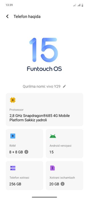 Vivo Y29 smartfon sotiladi
