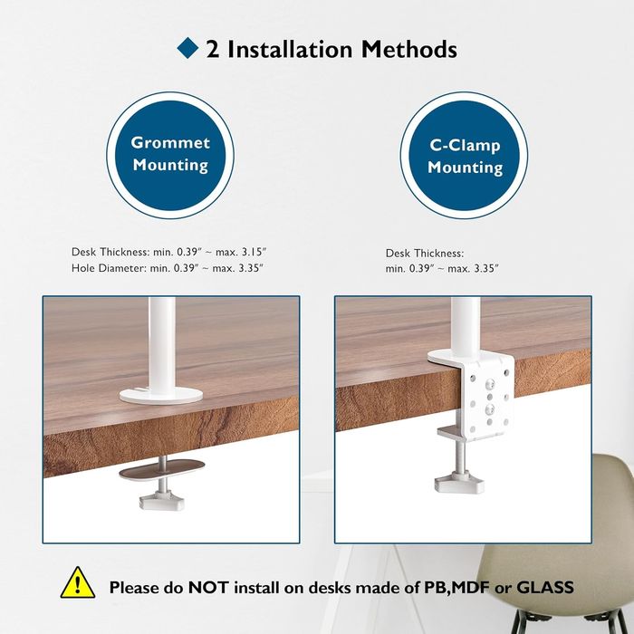 Suport de 2 monitoare de 33-68 cm reglabil, Alb