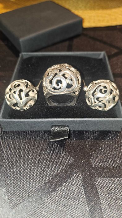 Сребърен масивен комплект 925 ръчна изработка