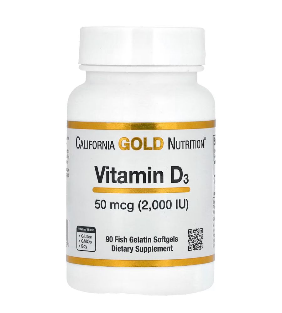 California Gold Nutrition Vitamin d3 2000IU 50mcg 90 fish gelatin soft