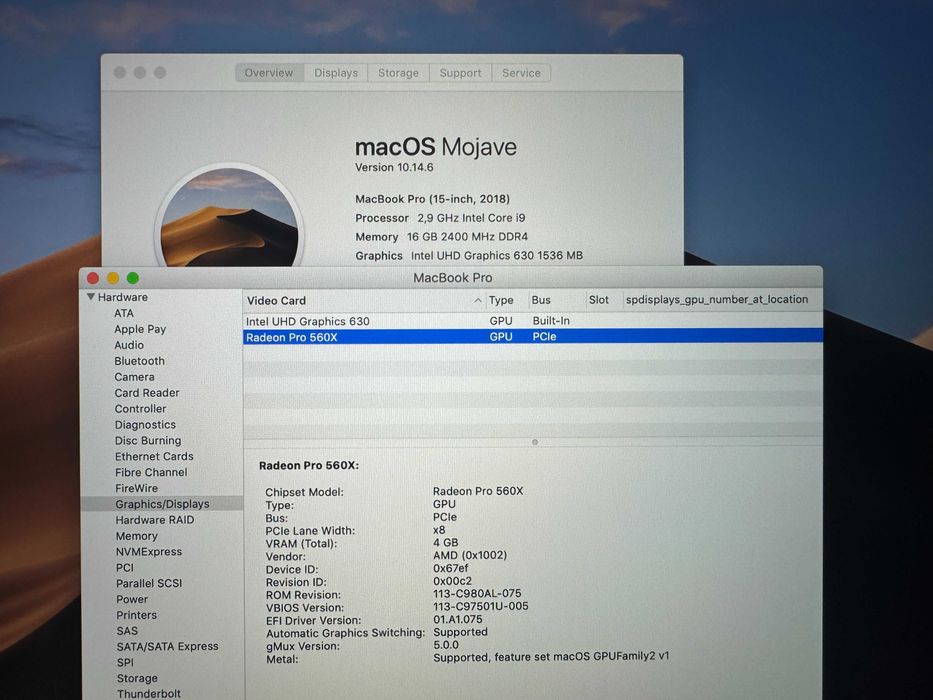 15' Core i9 Apple MacBook Pro 2018 16GB RAM/1ТB SSD/Radeon Pro 560 4GB