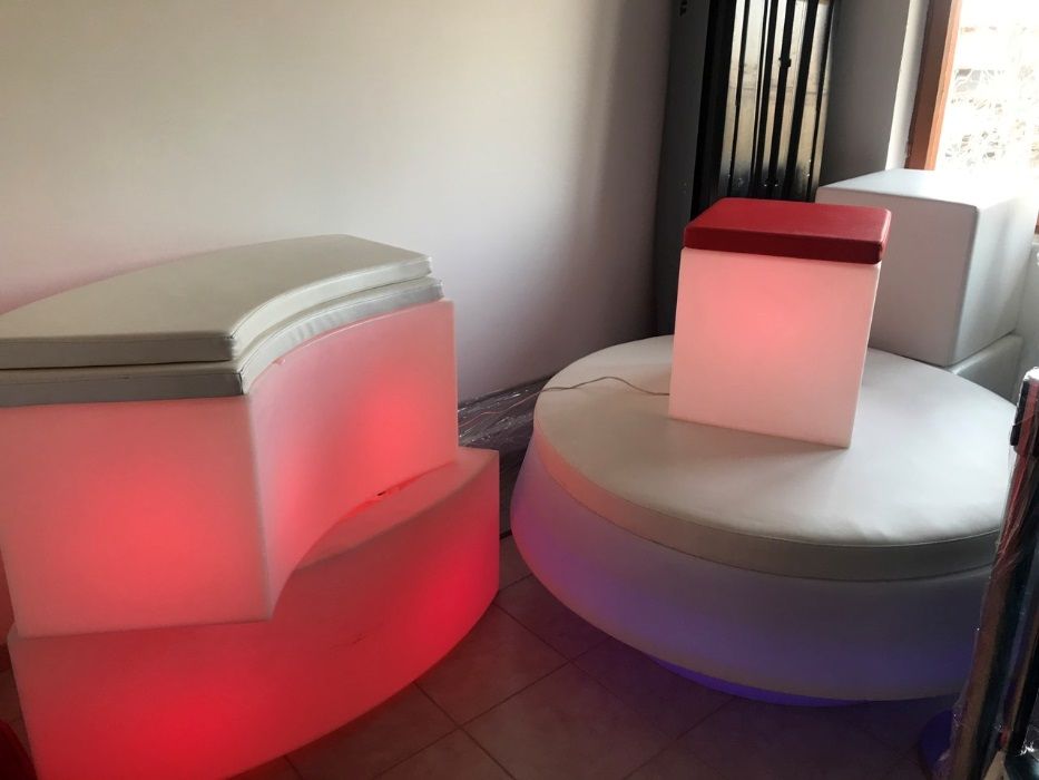 LED PVC мебели под наем, светещи коктейлни маси, ЛЕД светещи барове