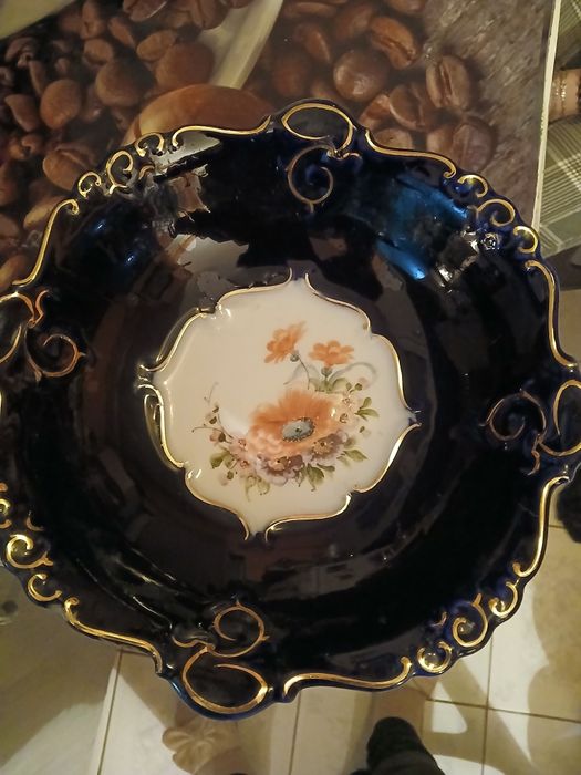 Vand platou cobalt made in cluj  aur si email