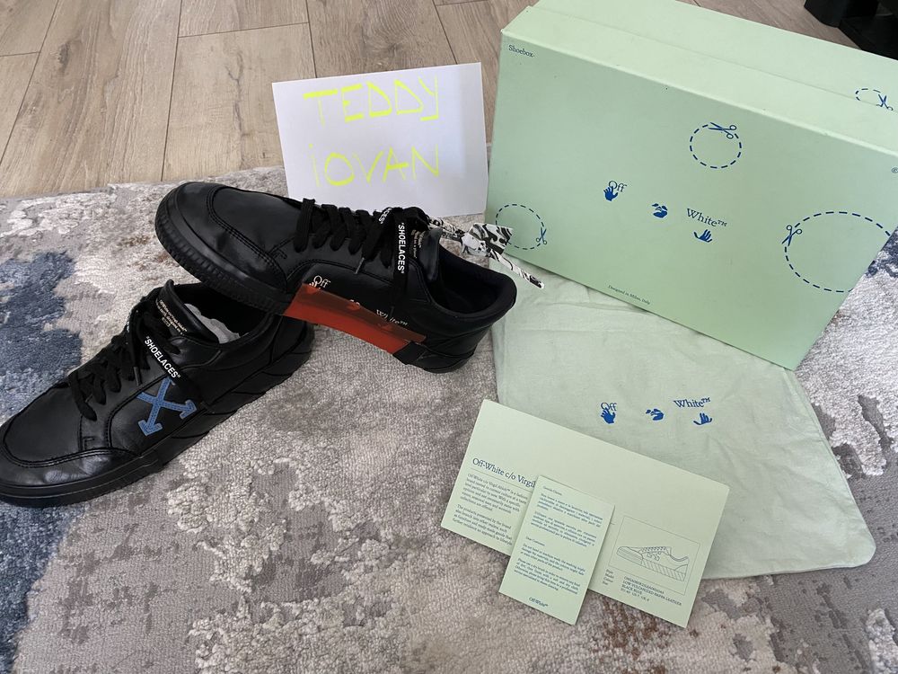 Off - White Low Vulcanized Nappa Leather Black Blue