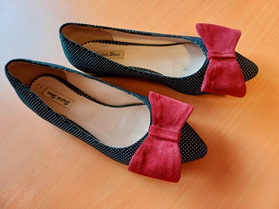 Pantofi eleganți cu funda de piele nr 36