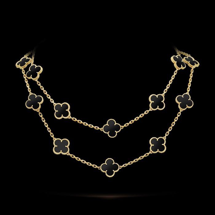 Van Cleef & Arpels VCA Silver Black 20 Motifs Alhambra Дамско Колие