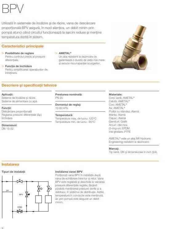 Vană de descărcare proporţională BPV 1/2'' IMI TA 16 buc