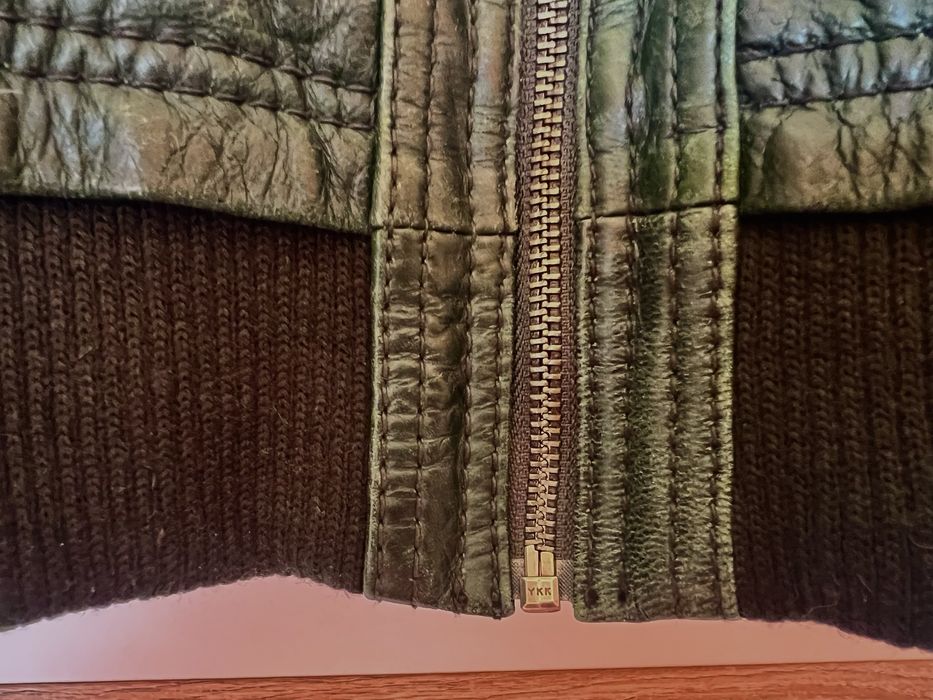 Кожено яке дамско сивозелено