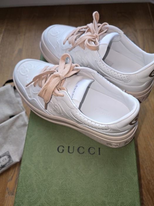 Teniși GUCCI din piele naturala, culoare albă 37 1/2