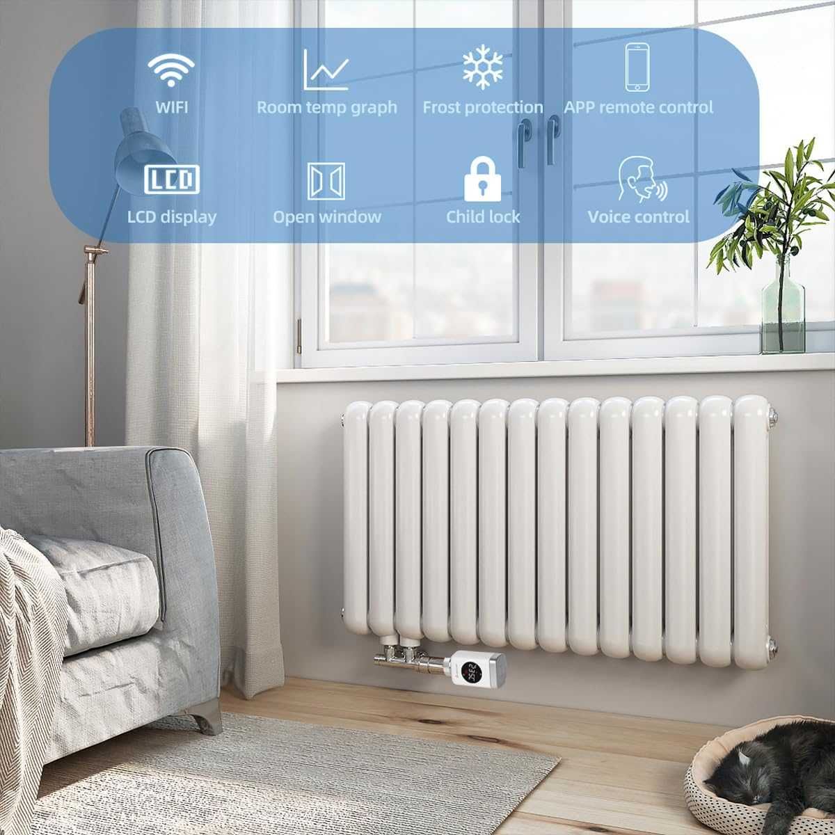 Termostat radiator smart SALCAR TRV801W Set 3 buc WiFi Alexa și Google
