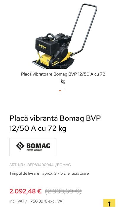Placa Compactoare Bomag 2023