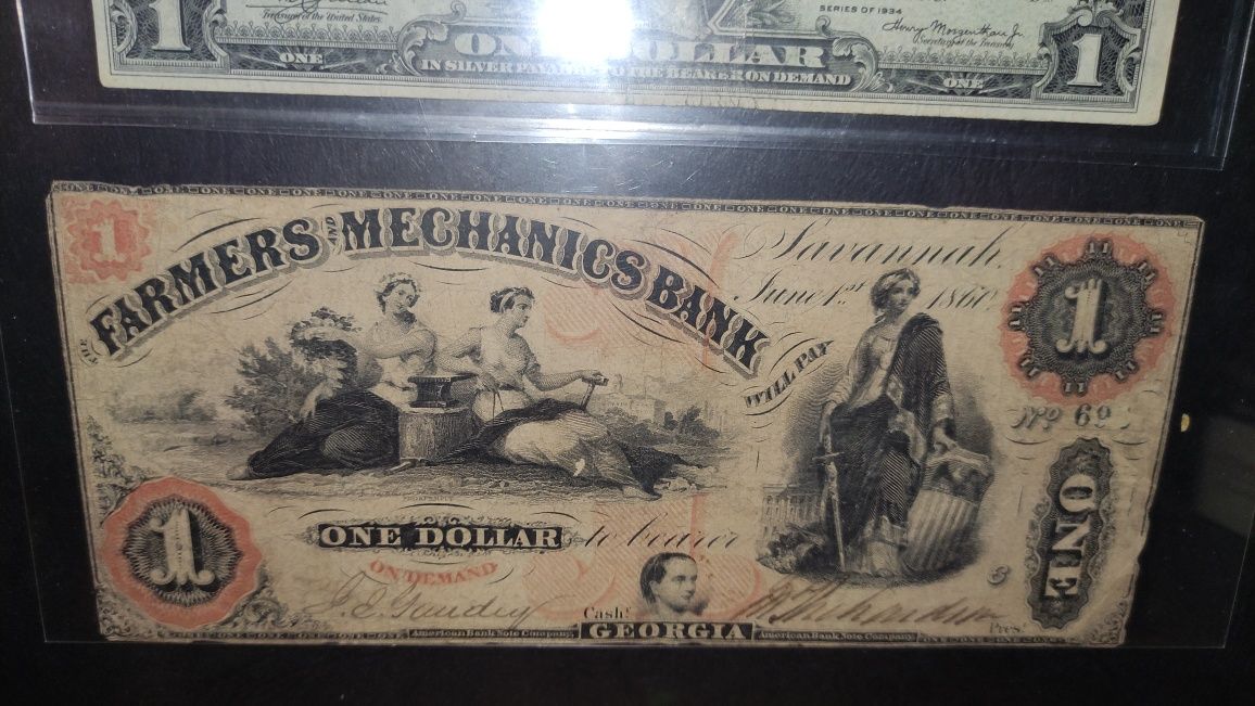 Bancnota One Dollar 1860 - Georgia - autentică