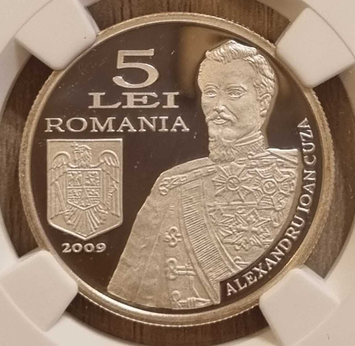 Moneda BNR 5 lei argint Statul Major General gradata NGC PF 69