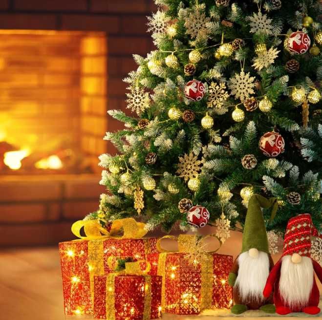 Brad GIGALUMI 120 cm, cu Zăpadă Artificială și Conuri de Pin