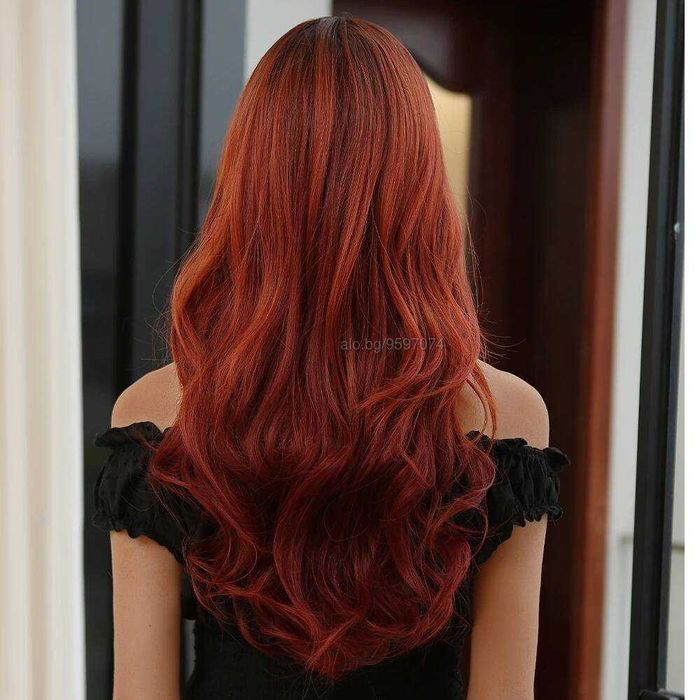 Ефектна омбре оранжева перука с тъмни корени на път