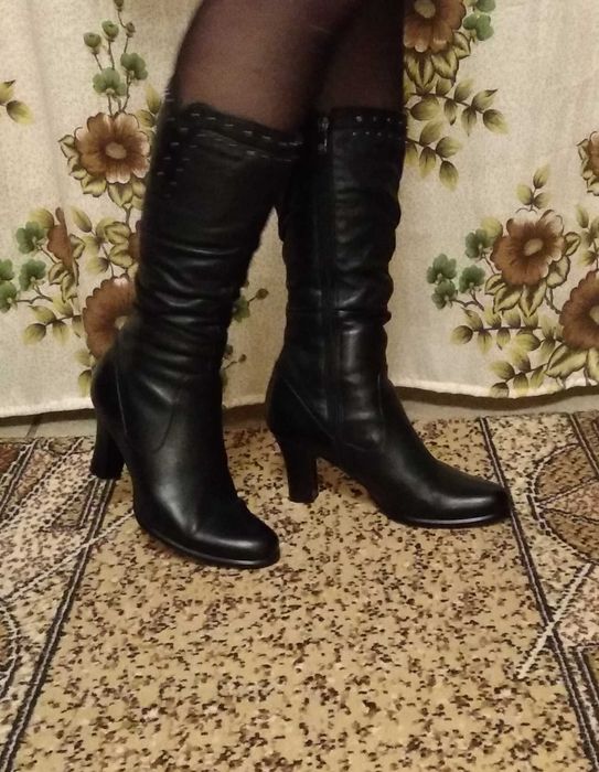 Сапоги женские классика, кожа + натур. мех. р.38. Со скидкой! 20 тыс