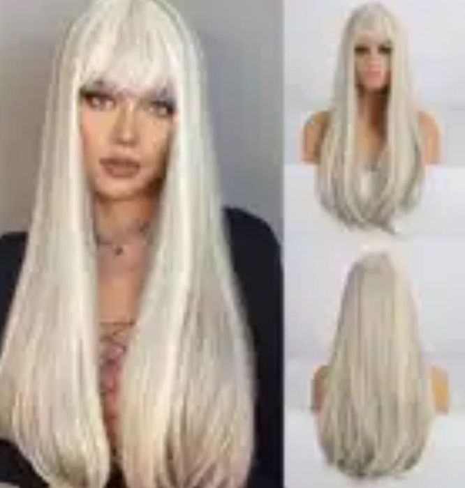 Perucă blondă platinat  breton