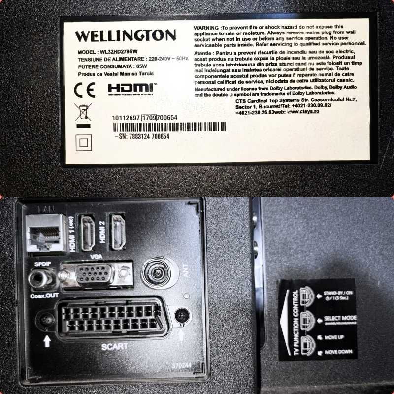 Tv Wellington WL32HD279SW 80cm SMART LED+ Telecomanda ,ecran cu defect