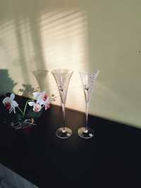 Сватбени чаши с бяла роза, нови, ръчна изработка