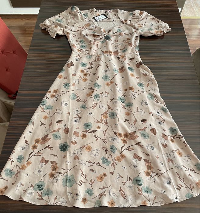Rochie dama Dasha, bej cu imprimeu floral, marimea L