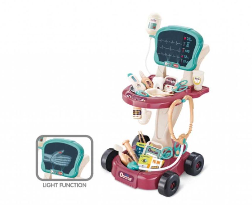 Лекарски комплект за игра  с количка, 29 аксесоара и ЕКГ монитор