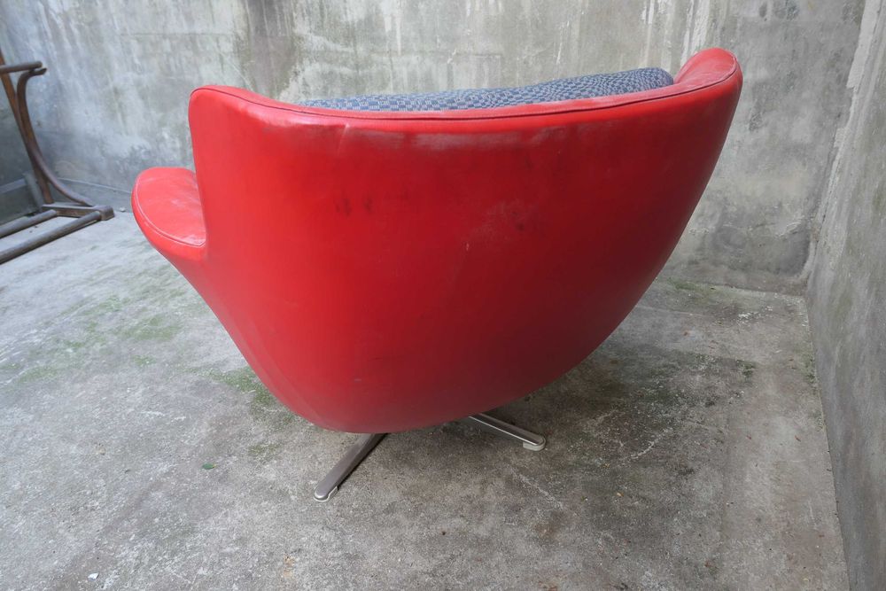 Fotoliu Imitatie Piele Rotativ Model de Designer Retro Cadru Metalic