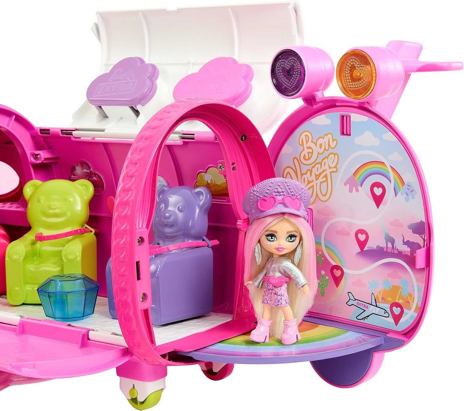 Самолет на Барби с кукла Barbie Extra Mini Minis с много аксесоари