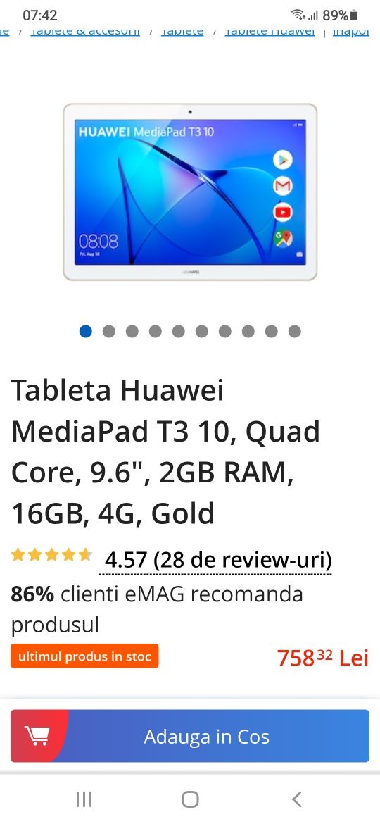 Tableta Huawei Media Pad T3 10 Full box