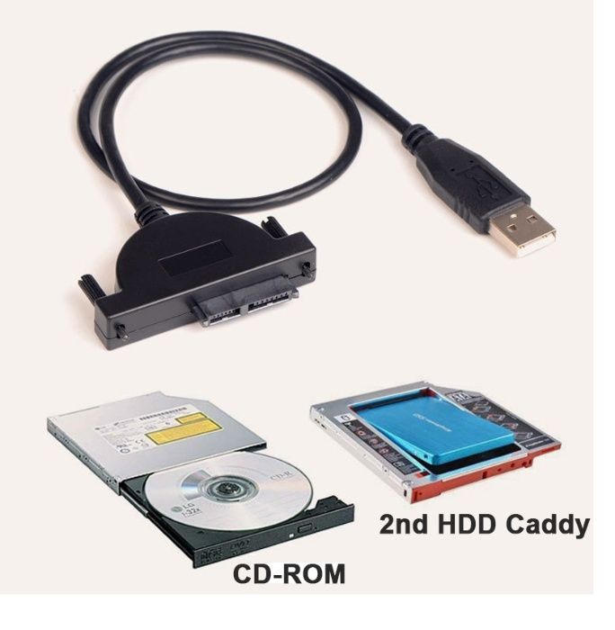 Кабел USB към 13Pin Slimline SATA Laptop CD/DVD Rom Optical Адапторен