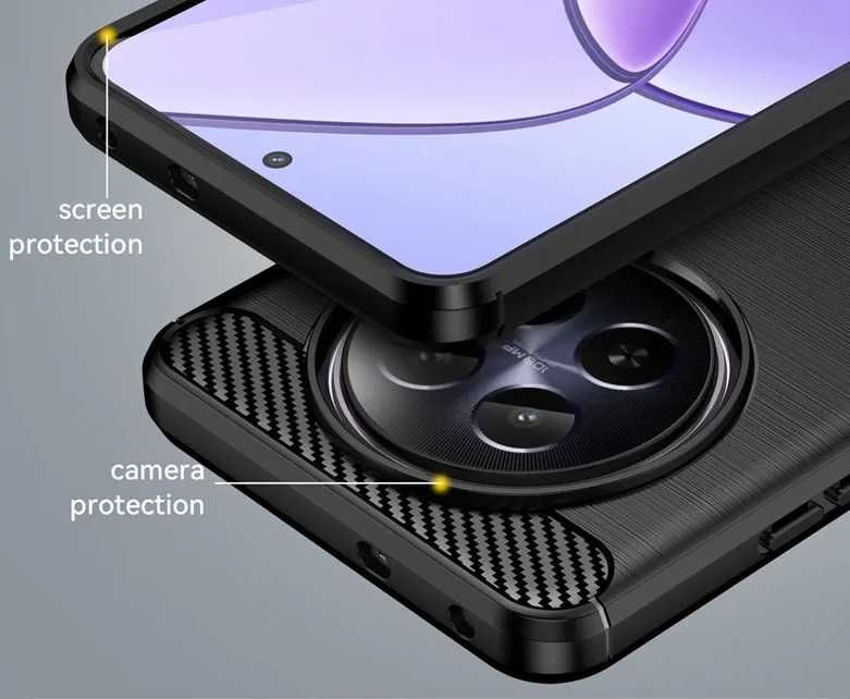 Realme 12 5G / 12X / 12 Pro - Удароустойчив Кейс Гръб CARBON