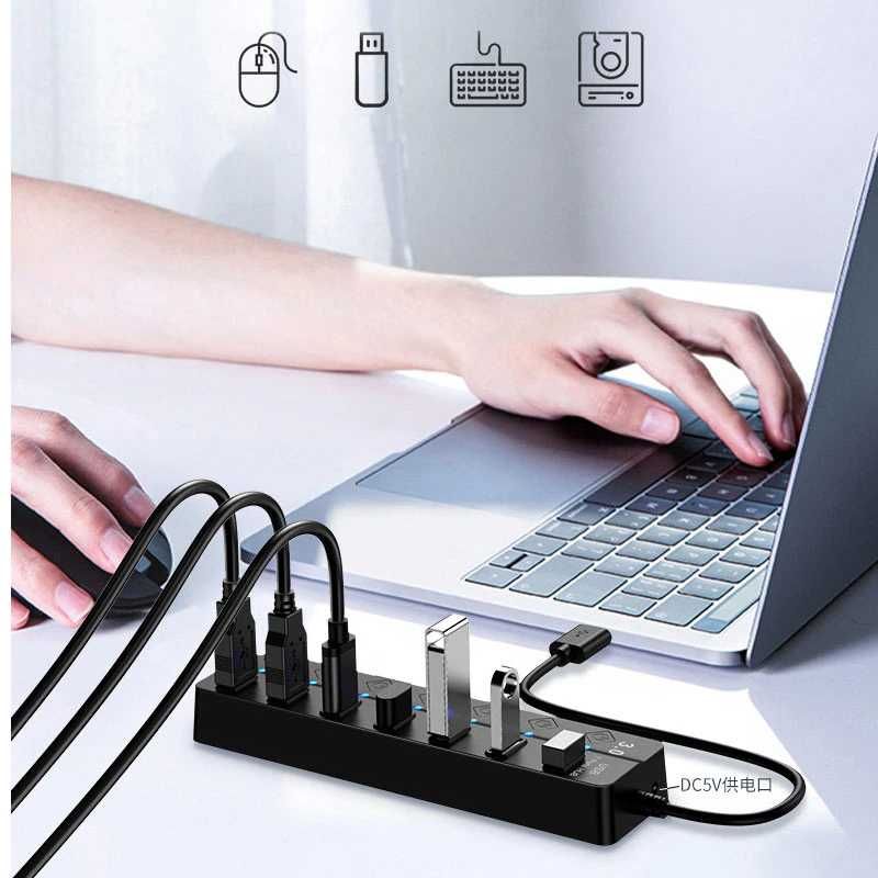 USB HUB (USB-разветвитель), 4/7 портов, 30 см, USB 3,0