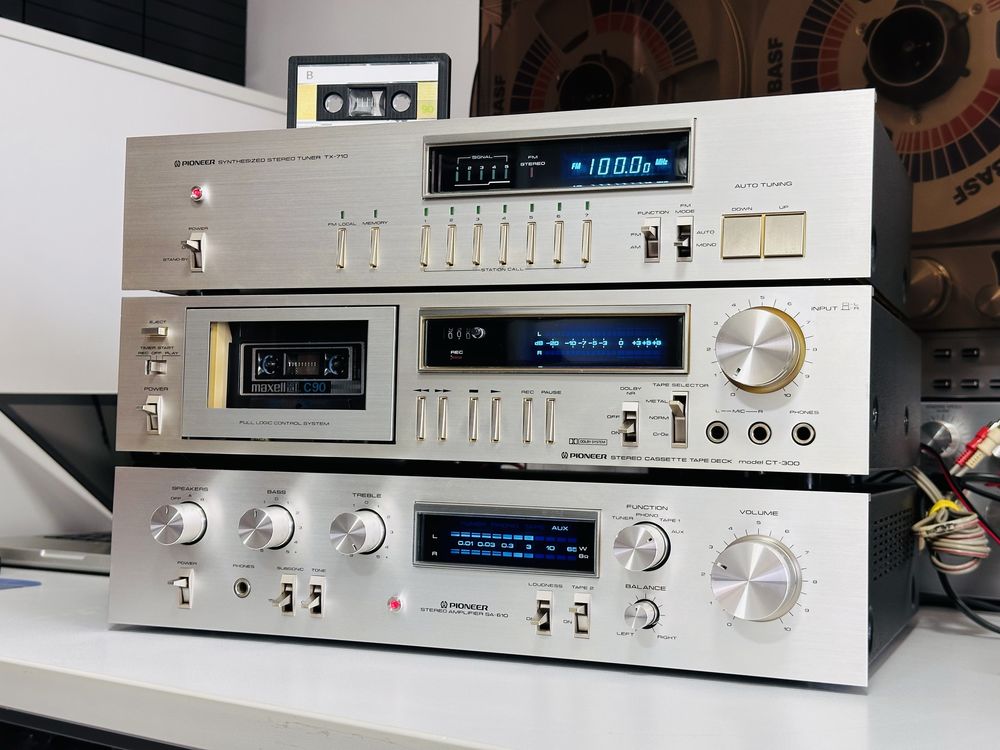 Linie Pioneer Blue SA-610,CT-300,TX-710,amplificator,deck,tuner,ca NOI