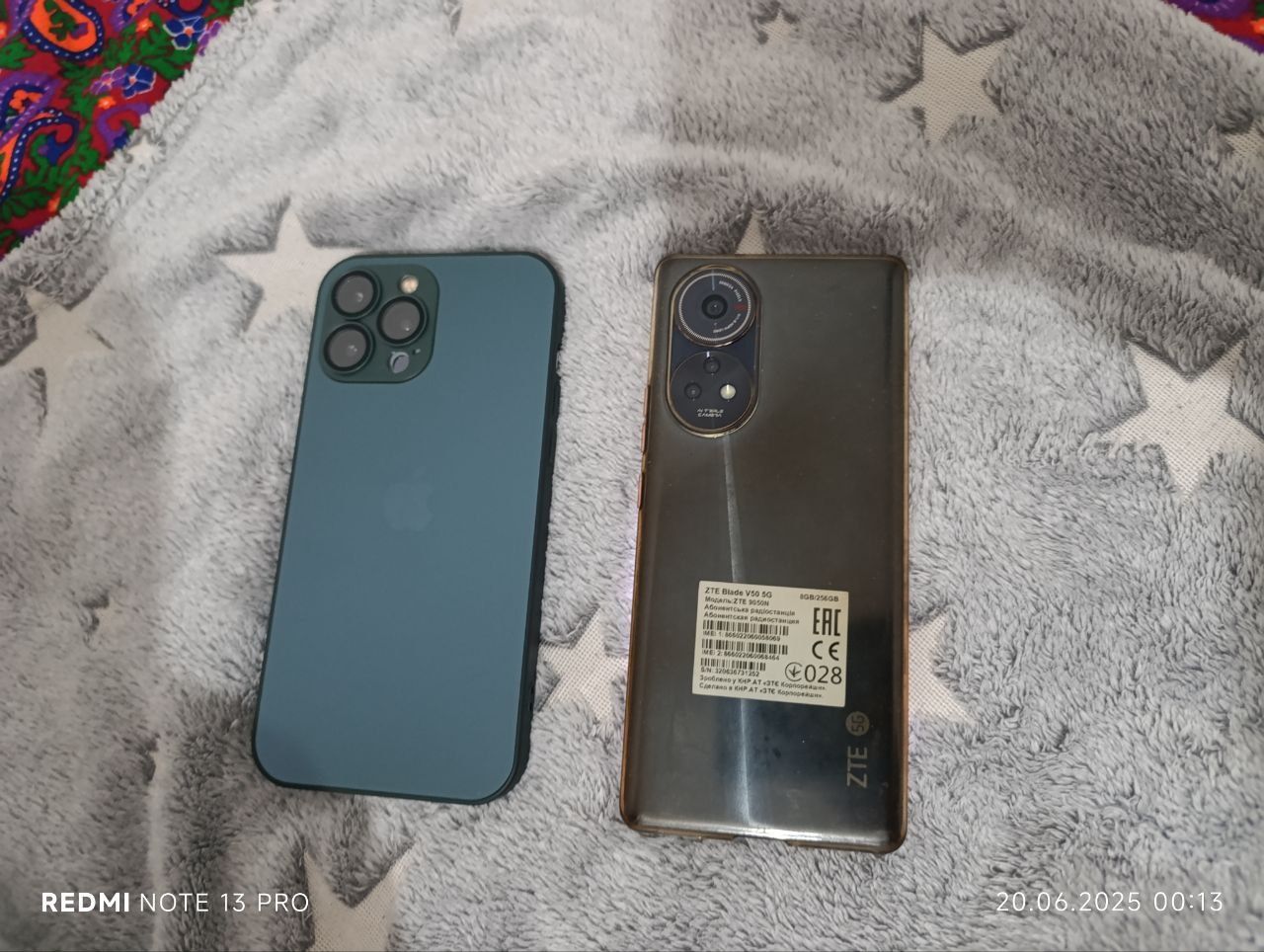 iPhone 13 pro max 256gb and ZTE BLADE V50 256gb