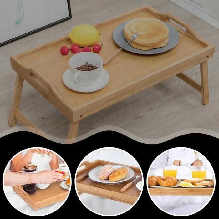 Сгъваема бамбукова масичка за лаптоп и закуска в леглото Ruhhy