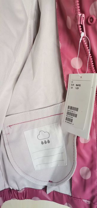 Jacheta geaca fete impermeabila ploaie H&M Bionic  mar 92 1,5-2ani