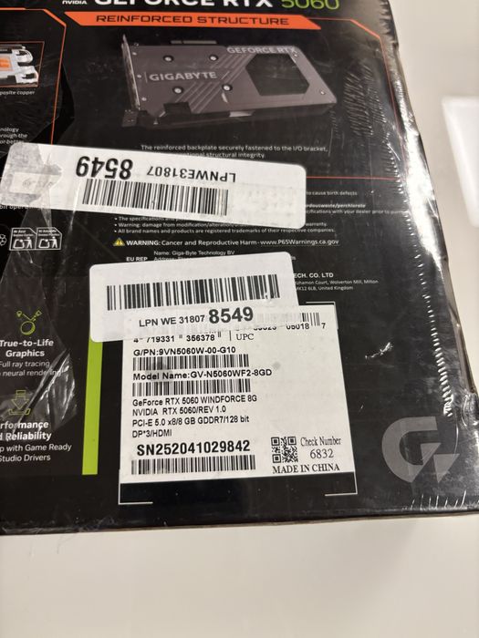 Placa video Gigabyte Rtx 5060 8gb sigilat