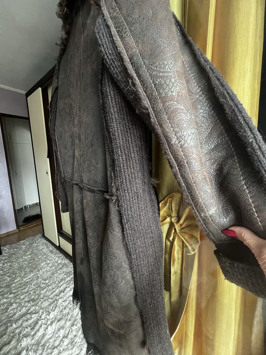 Haină bărbătească piele + blană naturală 1ª Classe, impecabilă