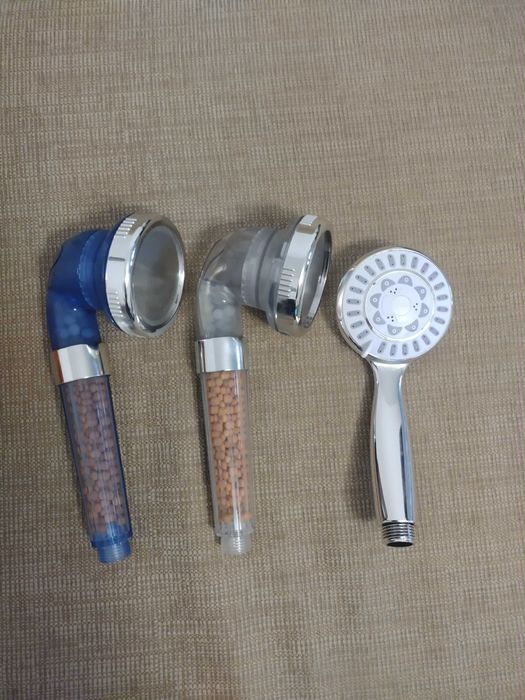 Set 3 capete de duș – presiune înaltă, filtrare cu granule, metalic