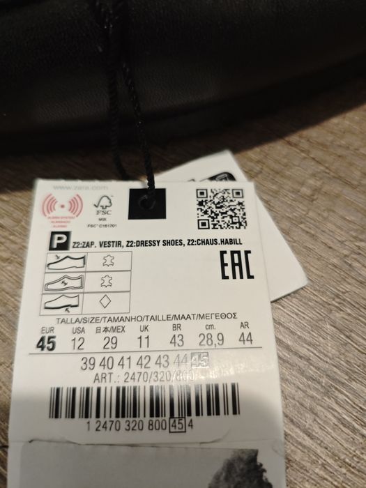 Кожени мокасини Zara N:45 (нови, с етикет)