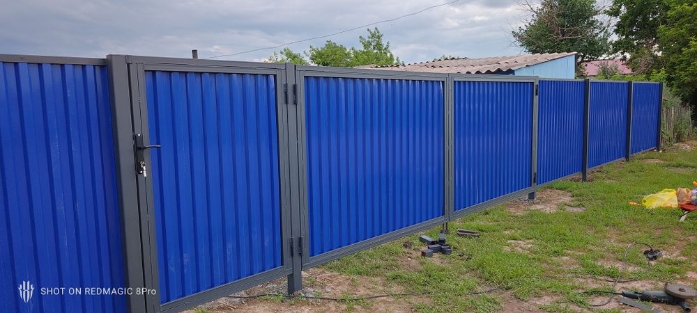 Забор, забор из профнастила, ограждение, сварщики, ворота, калитка