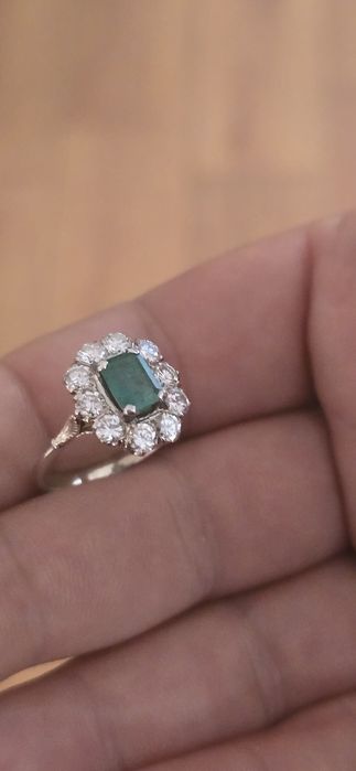 Inel aur 18k diamante si smarald Columbia