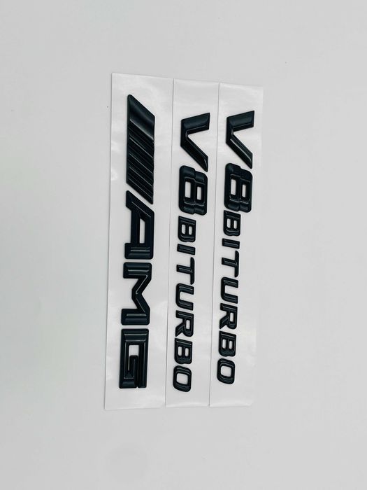 Set embleme compatibile Mercedes V8 biturbo AMG negru